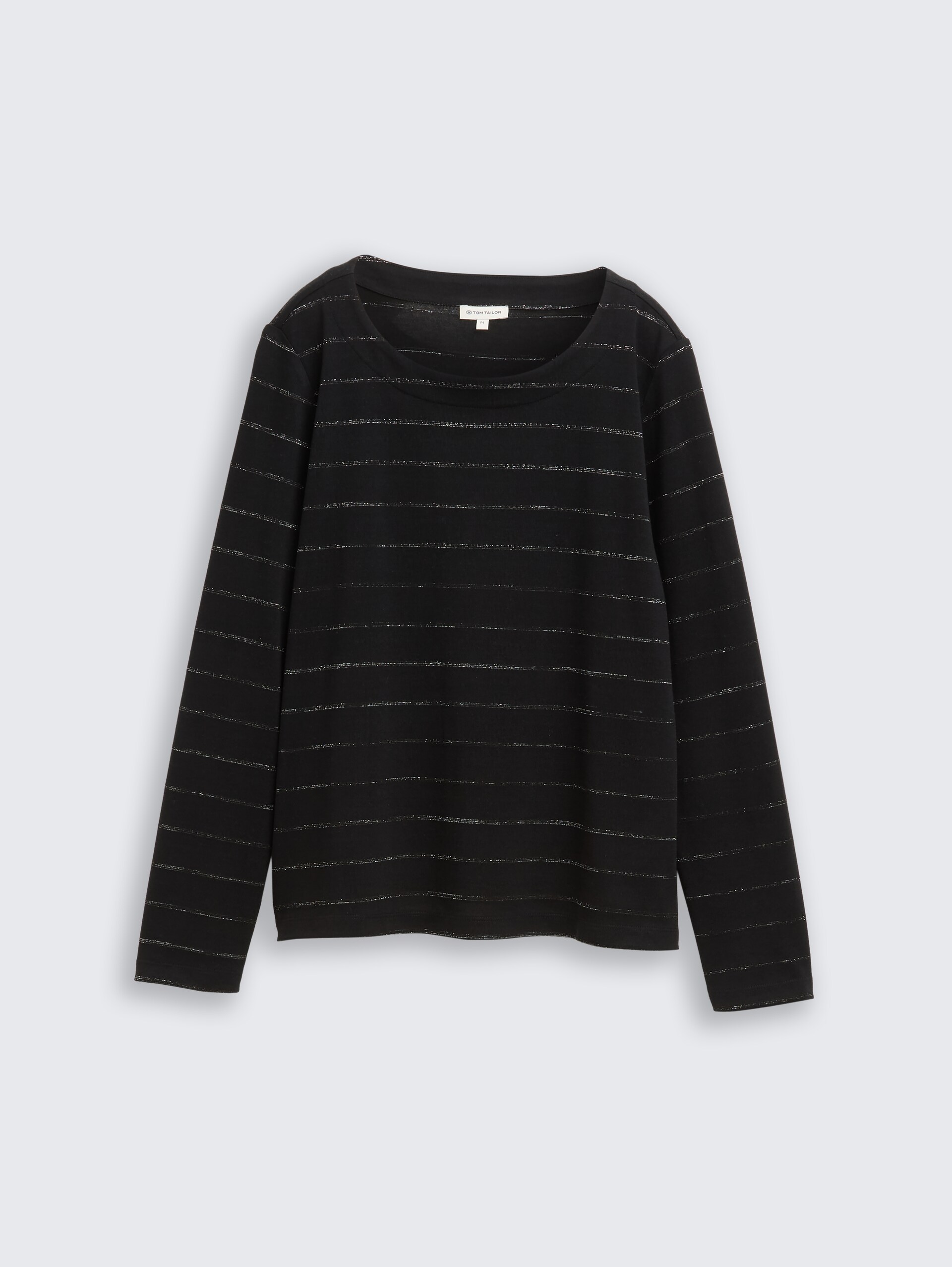 Langarmshirt mit Glitzer-Streifenmuster - black stripe with lurex - Vorder-Produkt-Ansicht