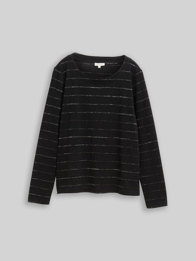 Langarmshirt mit Glitzer-Streifenmuster von Women, black stripe with lurex