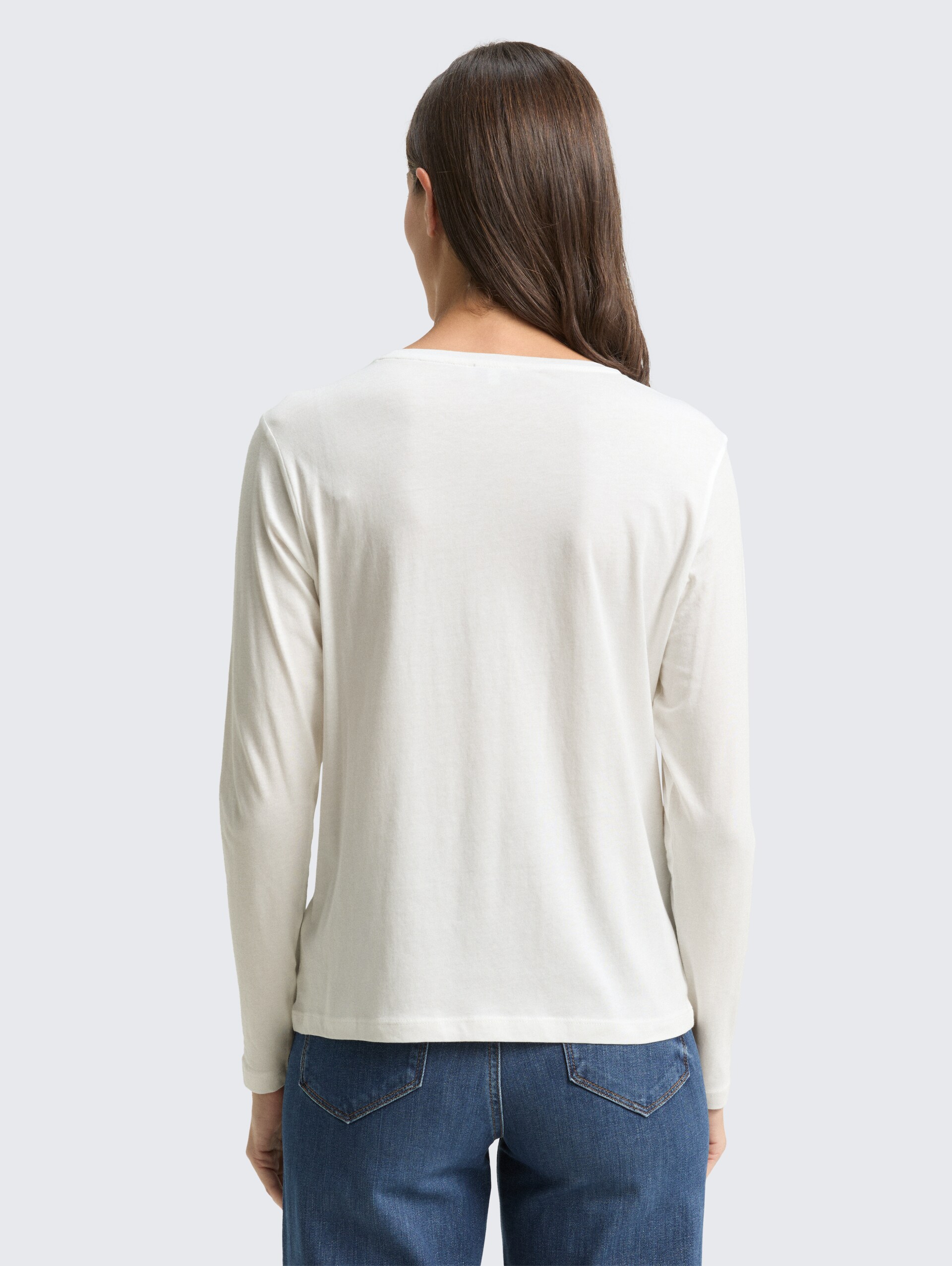 T-shirt met lange mouwen en bedrukt motief - Whisper White - Neklijn model-achteraanzicht