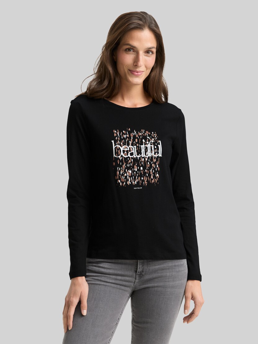Langarmshirt mit Print von Women, deep black