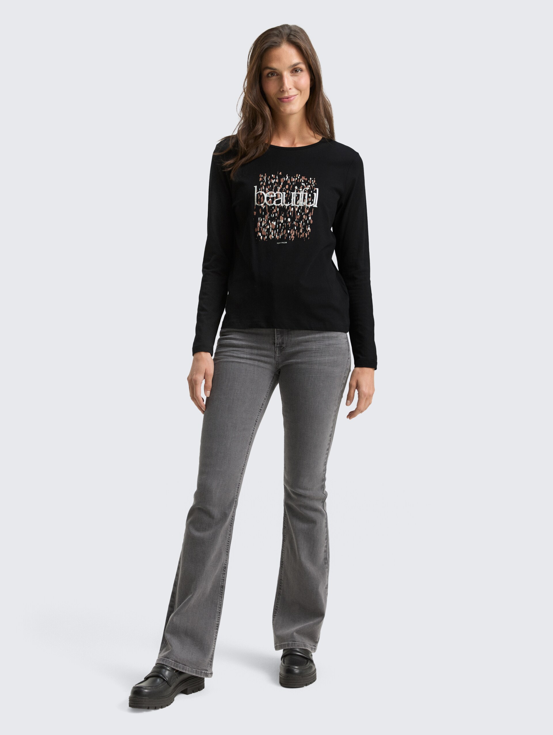 T-shirt met lange mouwen en bedrukt motief - deep black - Model vooraanzicht