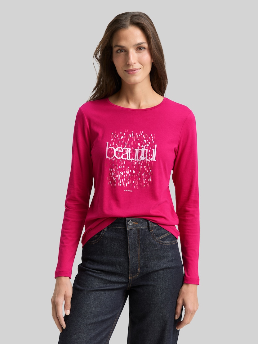 Langarmshirt mit Print von Women, cherry granita