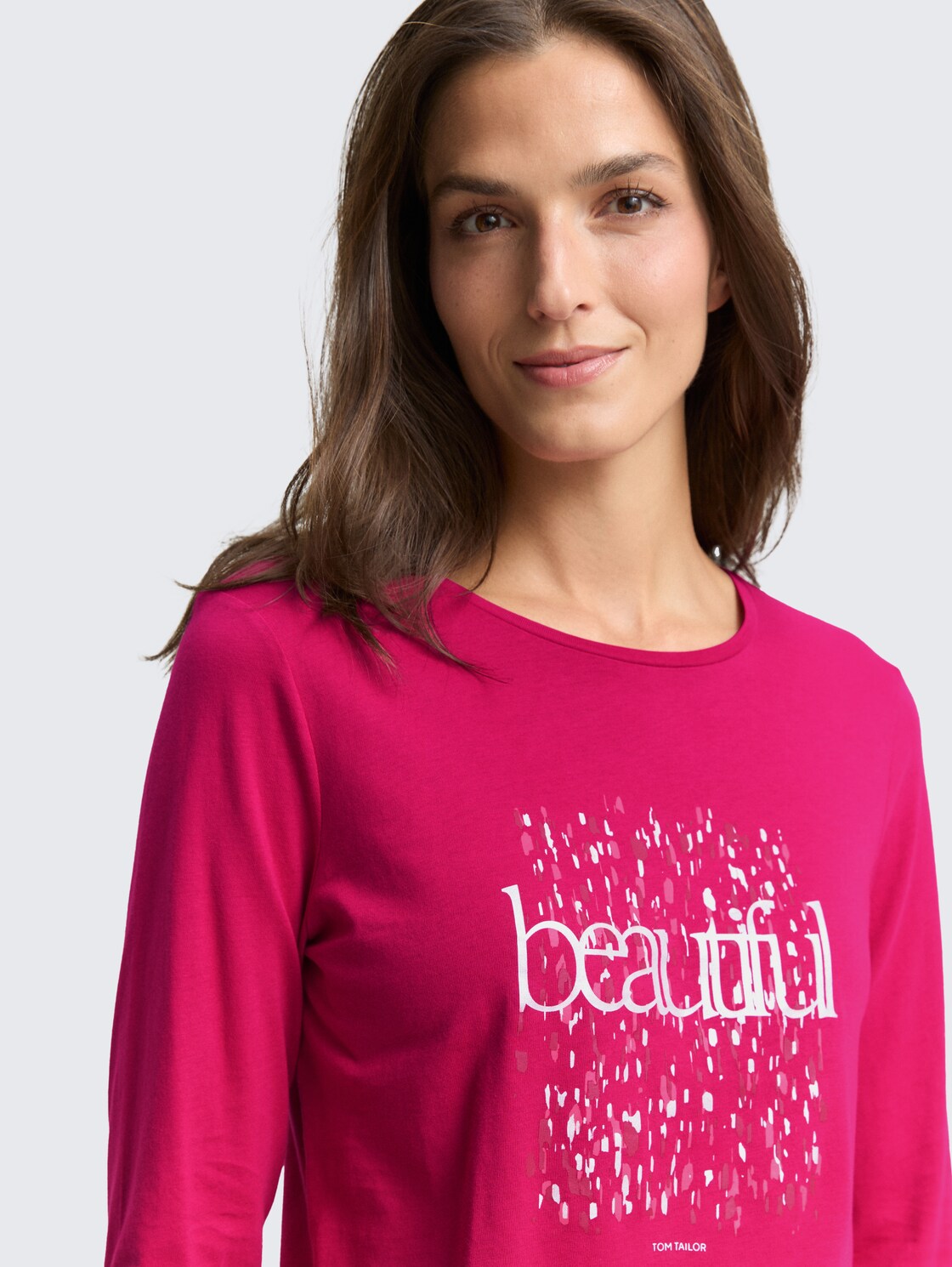 Langarmshirt mit Print - cherry granita - Detail-Model-Ansicht