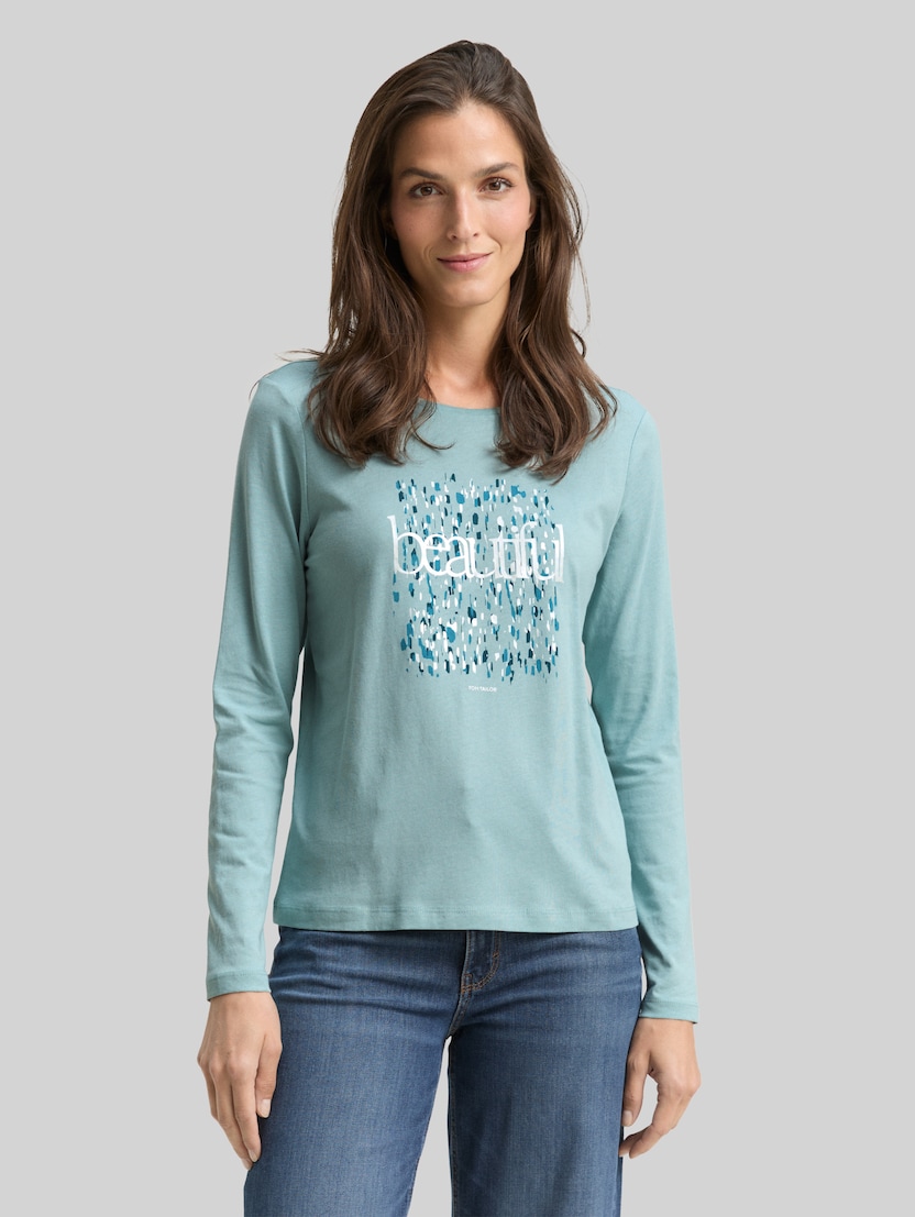 Langarmshirt mit Print von Women, white moss