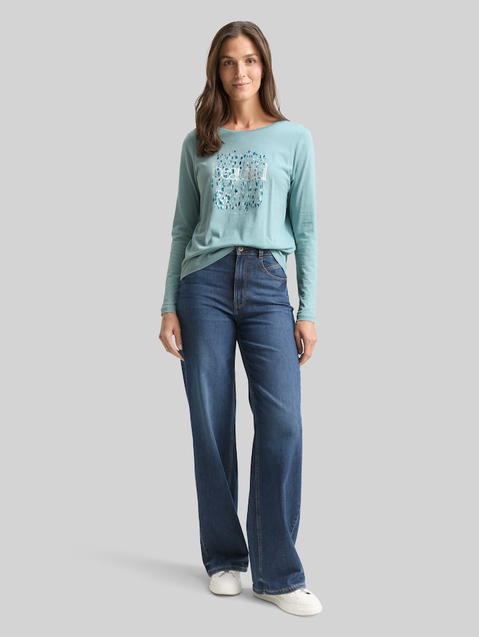 Langarmshirt mit Print von Women, white moss