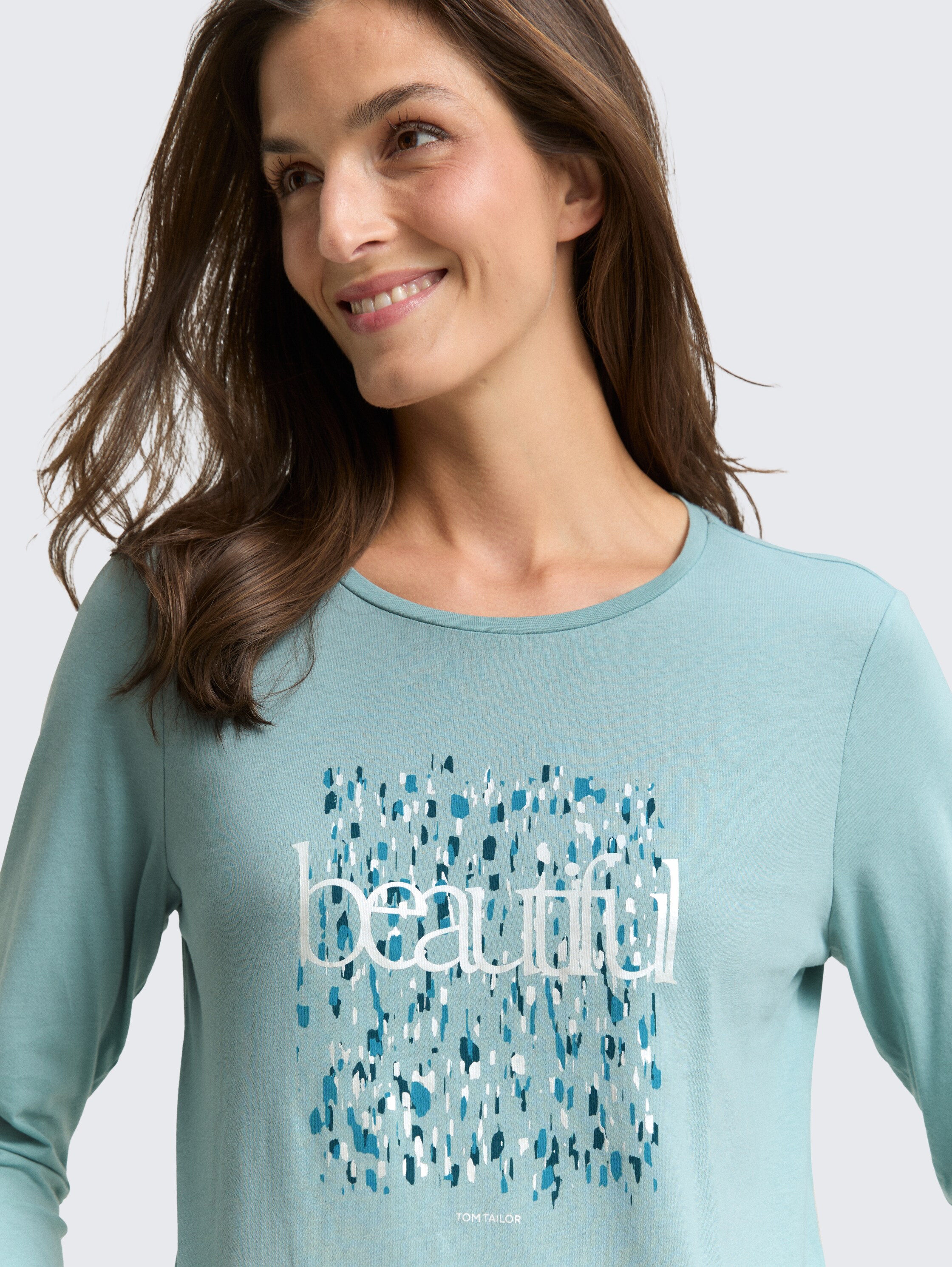 Long-sleeved shirt with print - white_moss - 