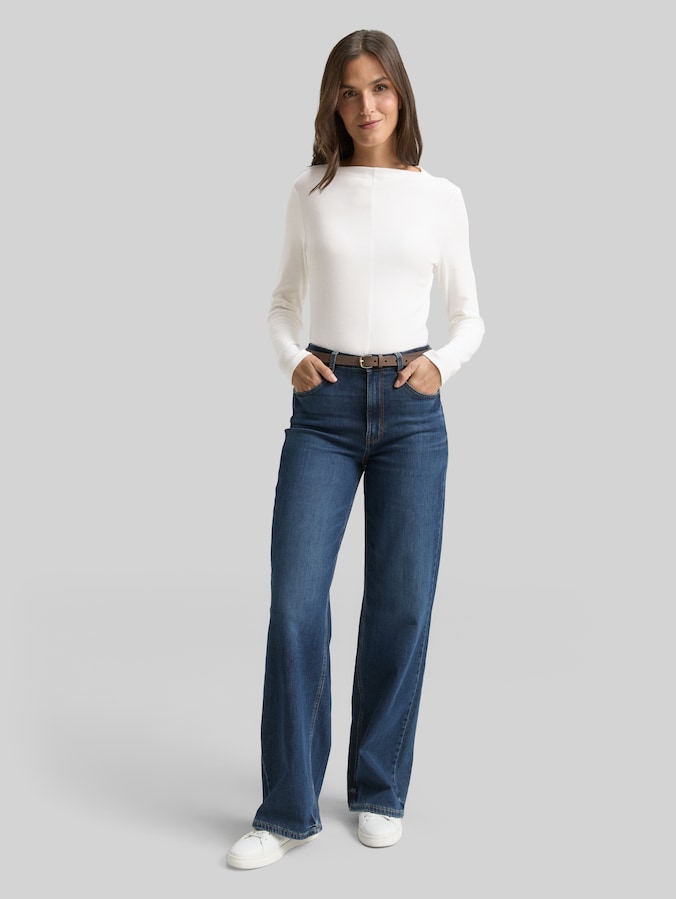 Slim fit shirt met lange mouwen door Women, Whisper White