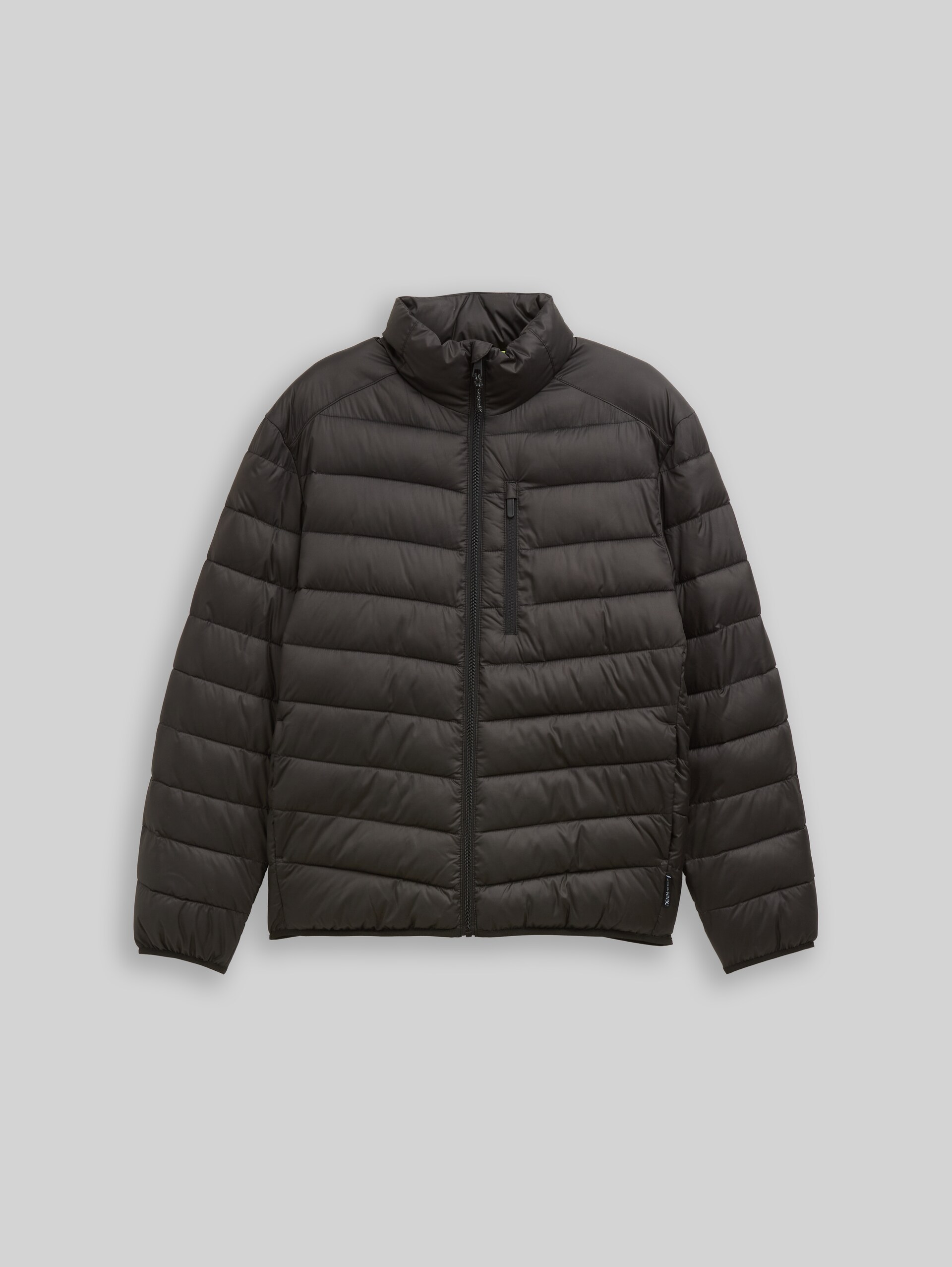 Lightweight quilted jacket with a stand-up collar - Black - Front product view