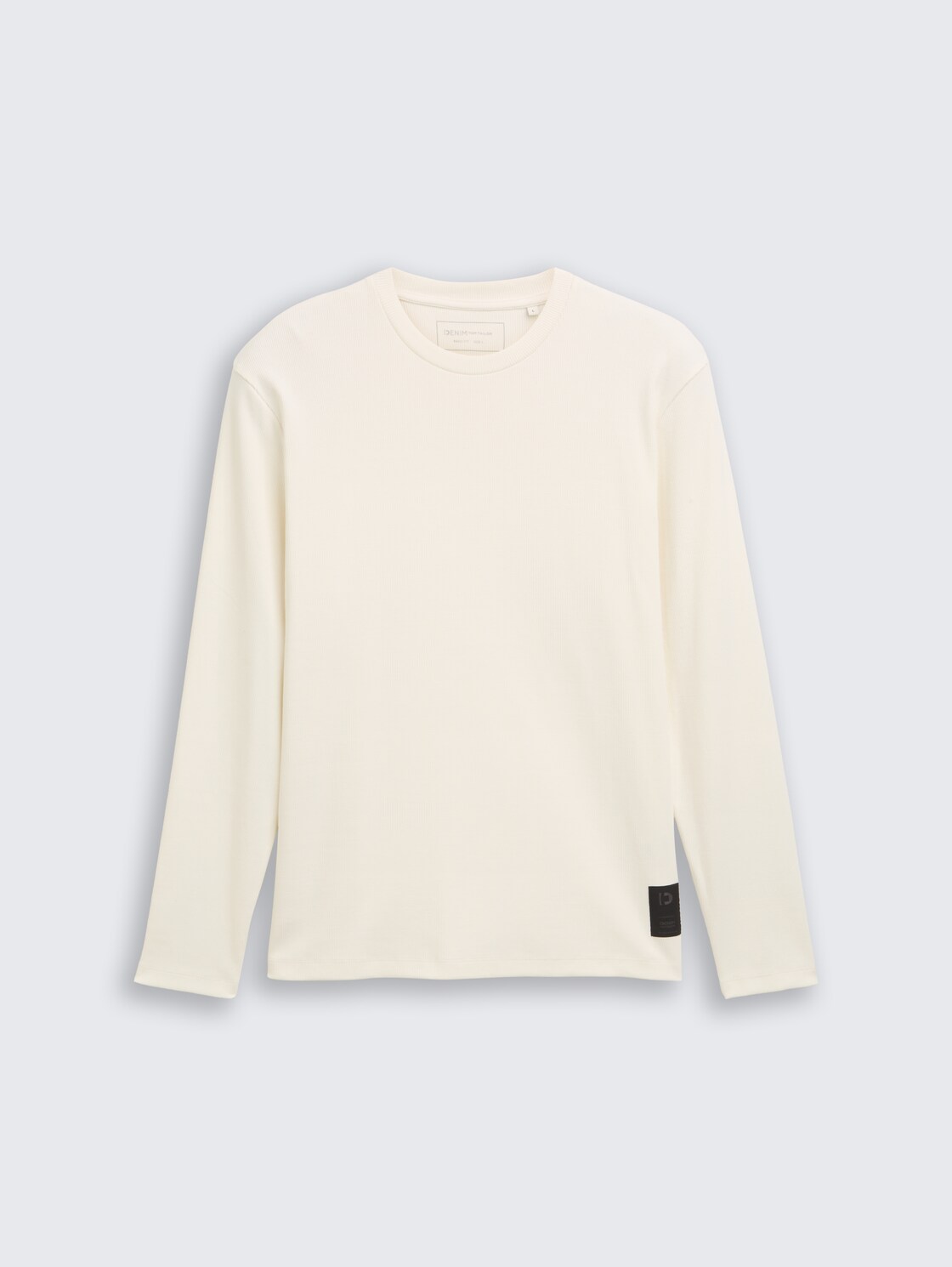 Langarmshirt mit Rippstruktur - Wool White - Vorder-Produkt-Ansicht