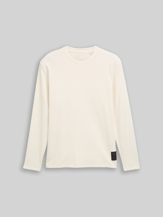 Langarmshirt mit Rippstruktur von Denim Male, Wool White