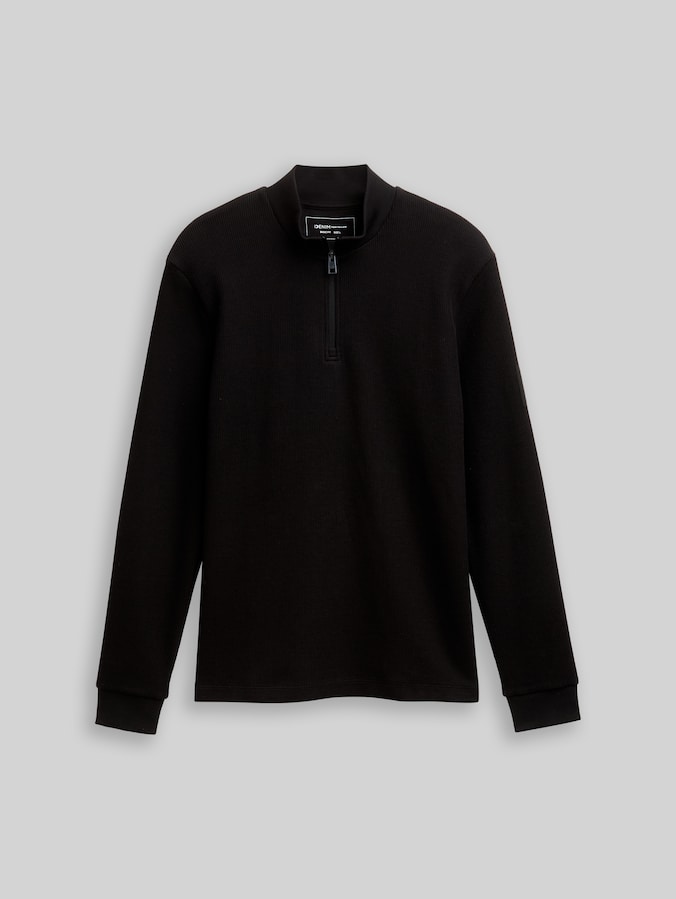 Troyer Langarmshirt mit Rippstruktur von Denim Male, Black