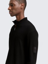 Troyer Langarmshirt mit Rippstruktur - Black - Detail-Model-Ansicht