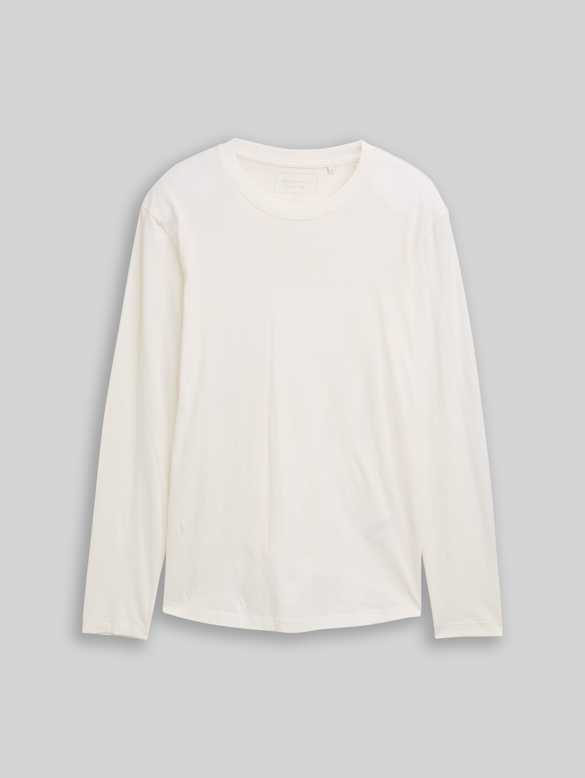 Basic katoenen shirt met lange mouwen - Wool White - Product vooraanzicht