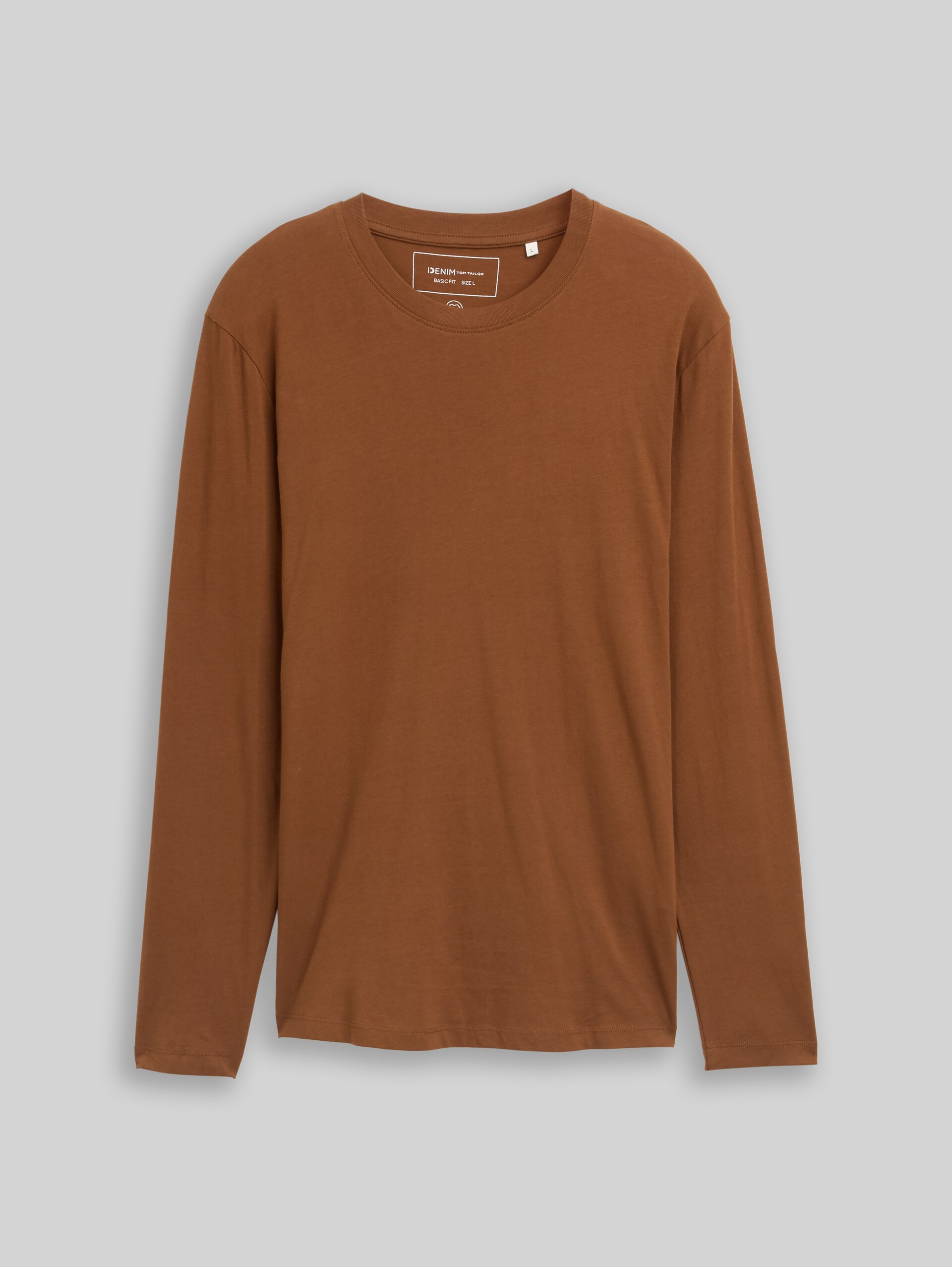 Basic Langarmshirt aus Baumwolle - Golden Clay - Vorder-Produkt-Ansicht