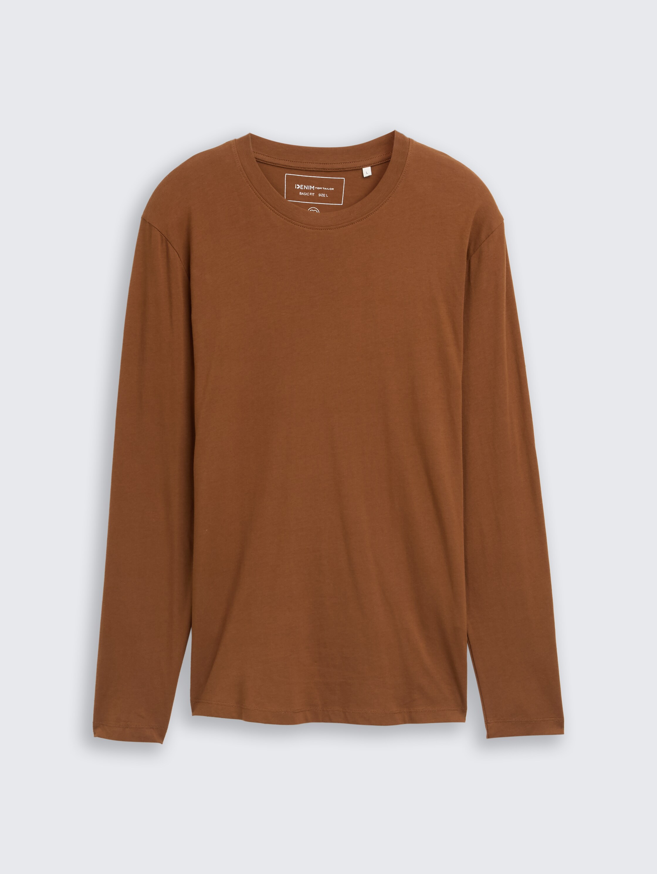 Basic Langarmshirt aus Baumwolle - Golden Clay - Vorder-Produkt-Ansicht