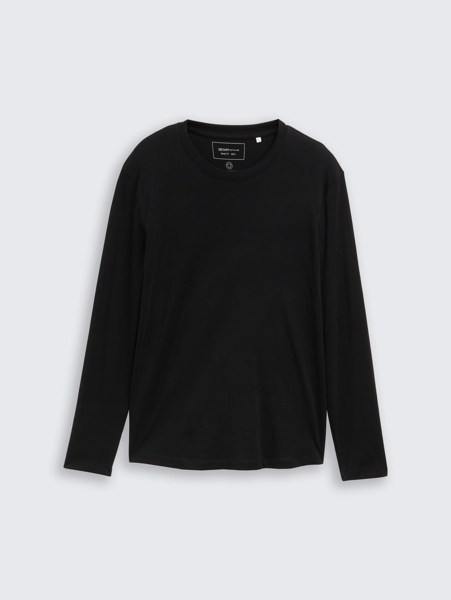 Basic Langarmshirt aus Baumwolle - Black - Vorder-Produkt-Ansicht