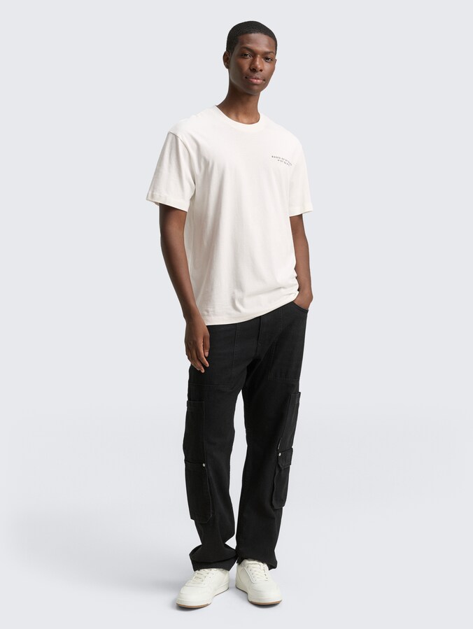 Relaxed Fit T-Shirt mit Print von Denim Male, Wool White