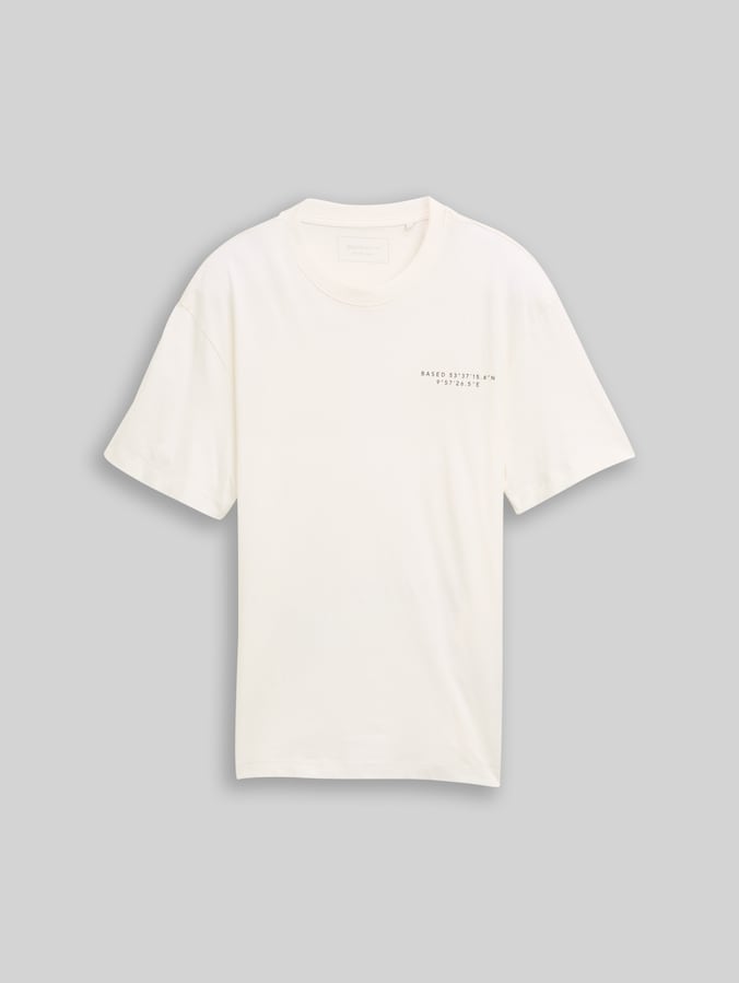 Relaxed Fit T-Shirt mit Print von Denim Male, Wool White