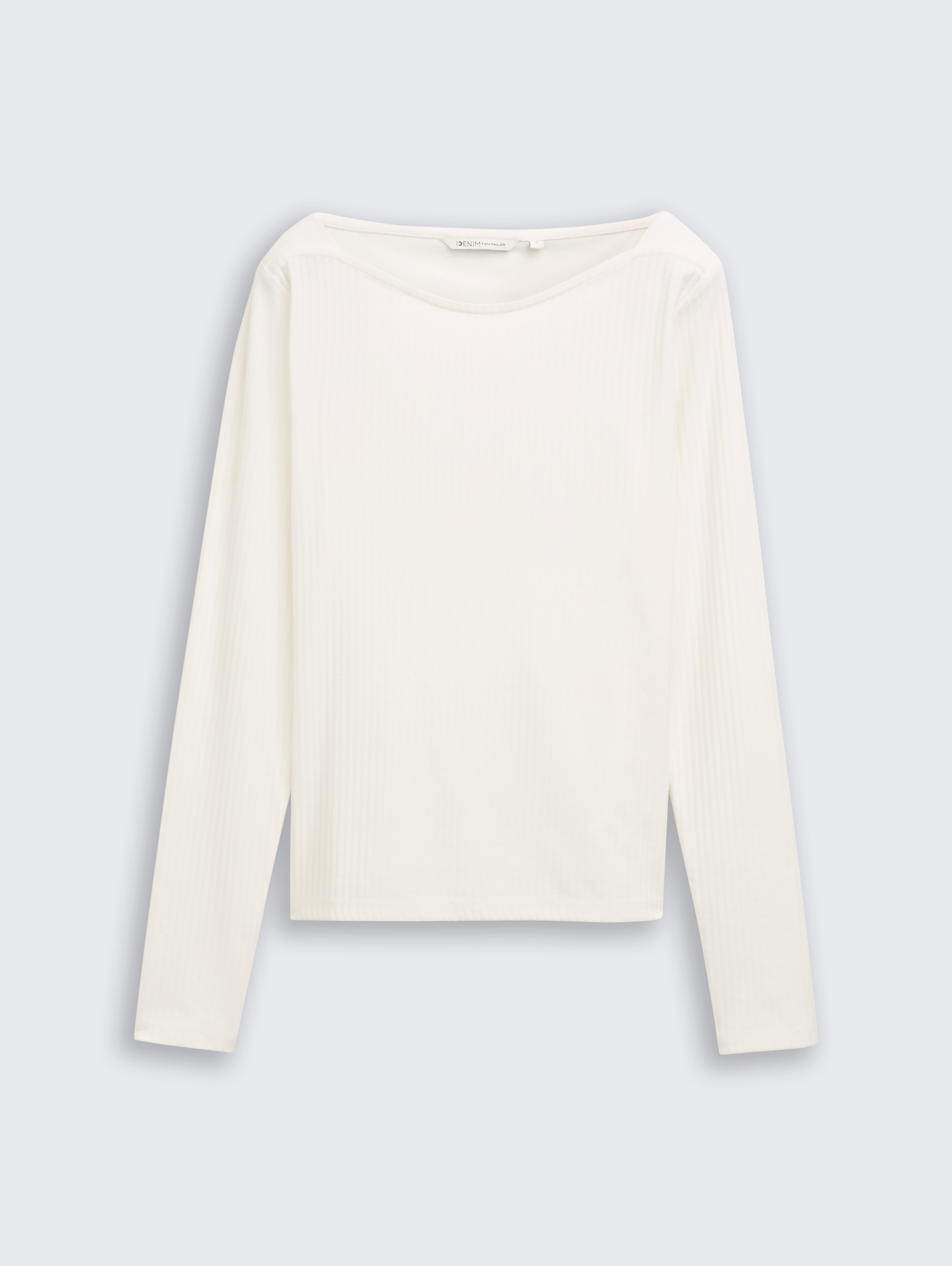 Slim Fit Langarmshirt mit U-Boot-Ausschnitt von Denim Female, off white