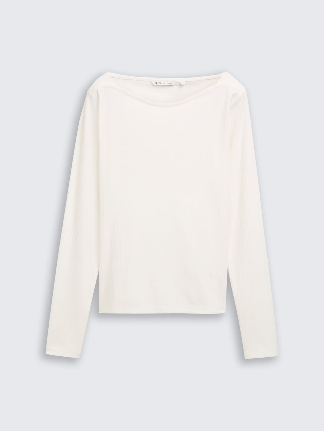 Slim Fit Langarmshirt mit U-Boot-Ausschnitt - off white - Vorder-Produkt-Ansicht