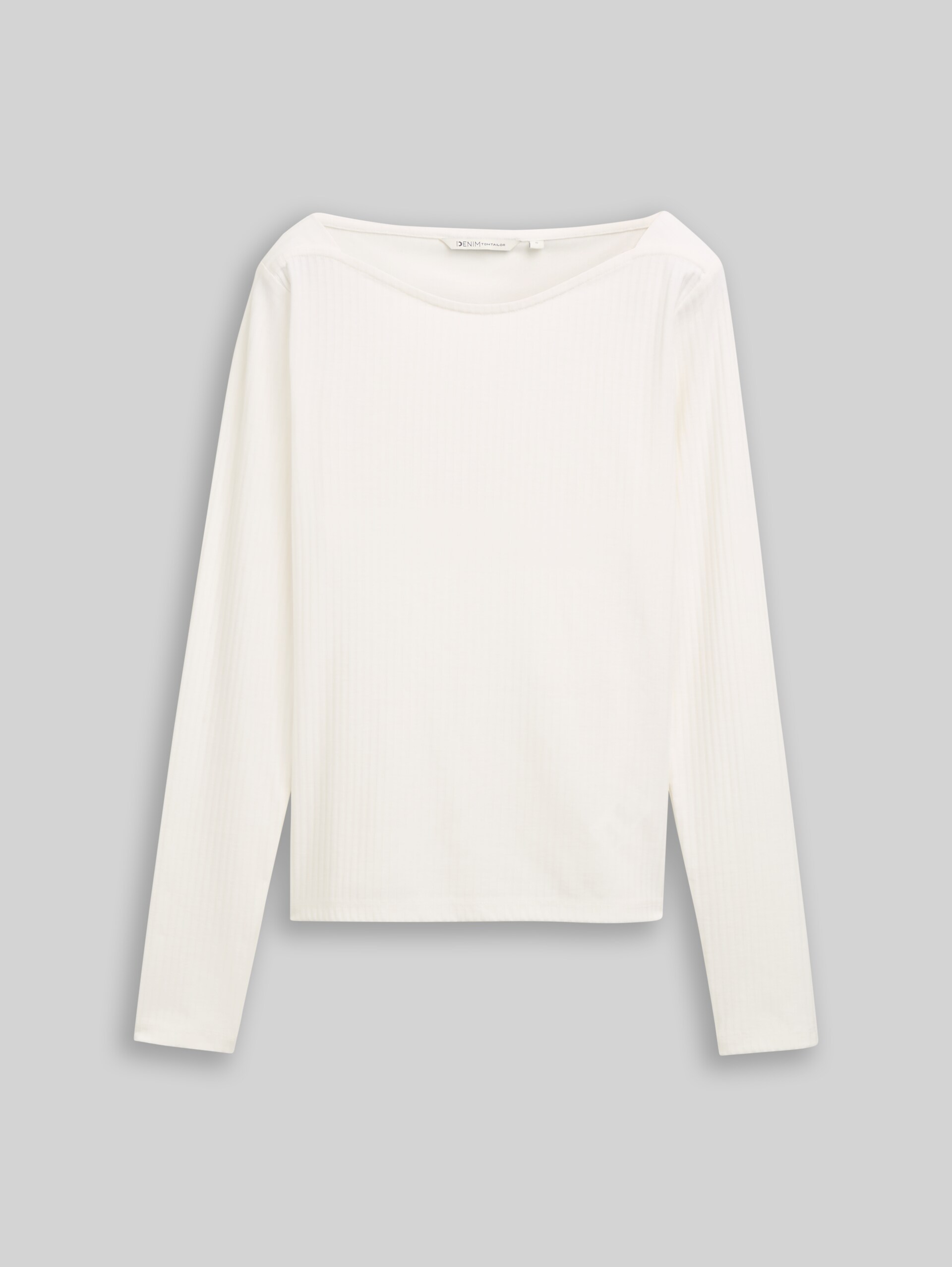 Slim Fit Langarmshirt mit U-Boot-Ausschnitt - off white - Vorder-Produkt-Ansicht