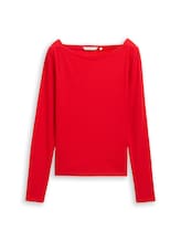 Ausgewählt, Slim Fit Langarmshirt mit U-Boot-Ausschnitt von Tom Tailor, rot