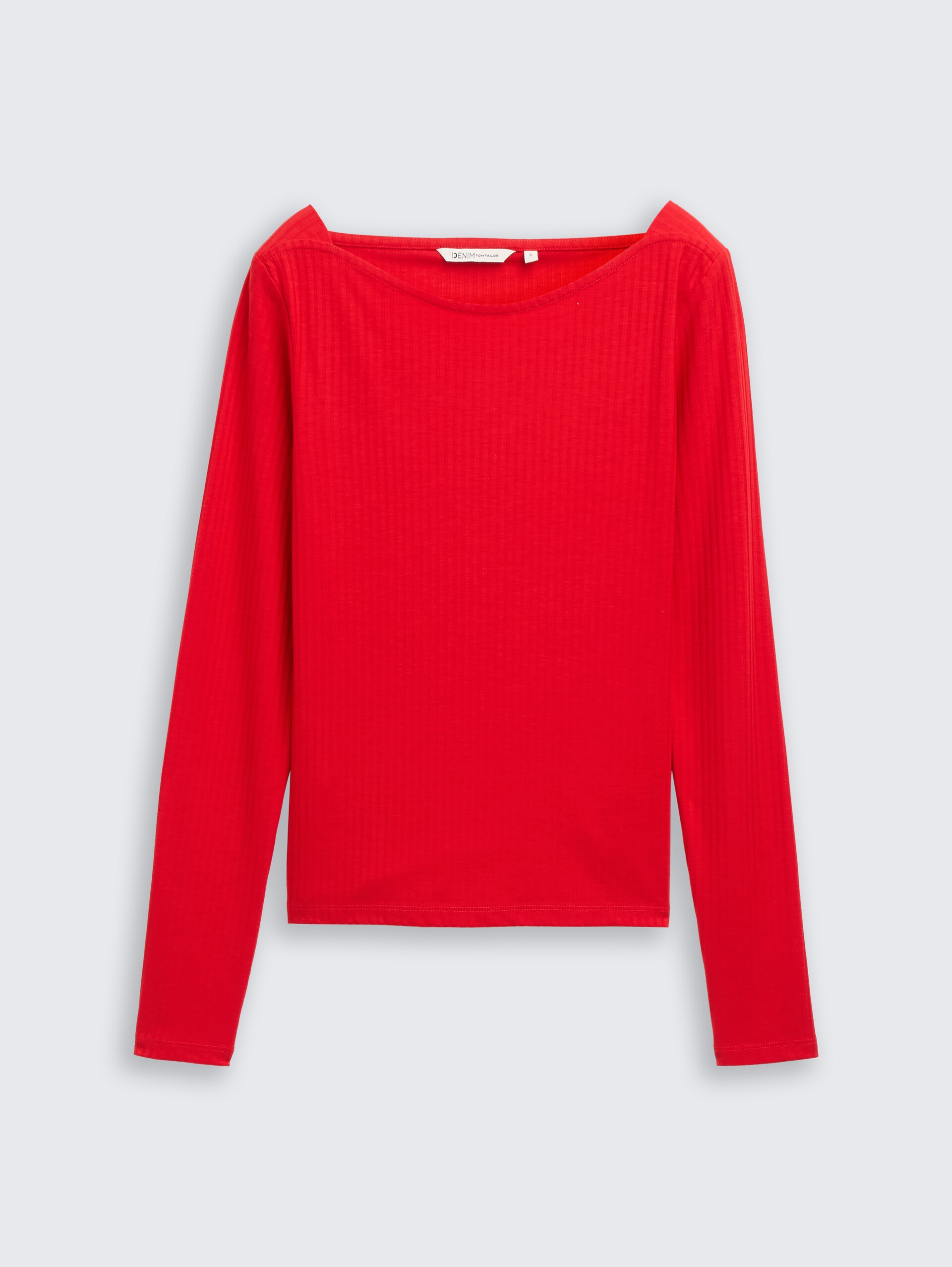 Slim Fit Langarmshirt mit U-Boot-Ausschnitt - brilliant red - Vorder-Produkt-Ansicht