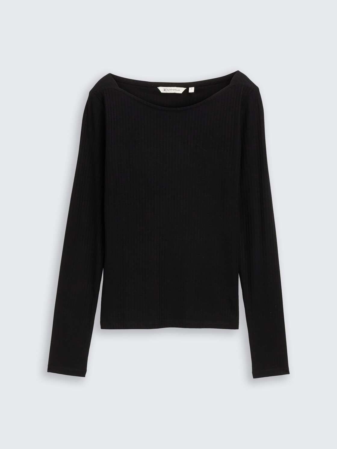 Slim Fit Langarmshirt mit U-Boot-Ausschnitt - deep black - Vorder-Produkt-Ansicht