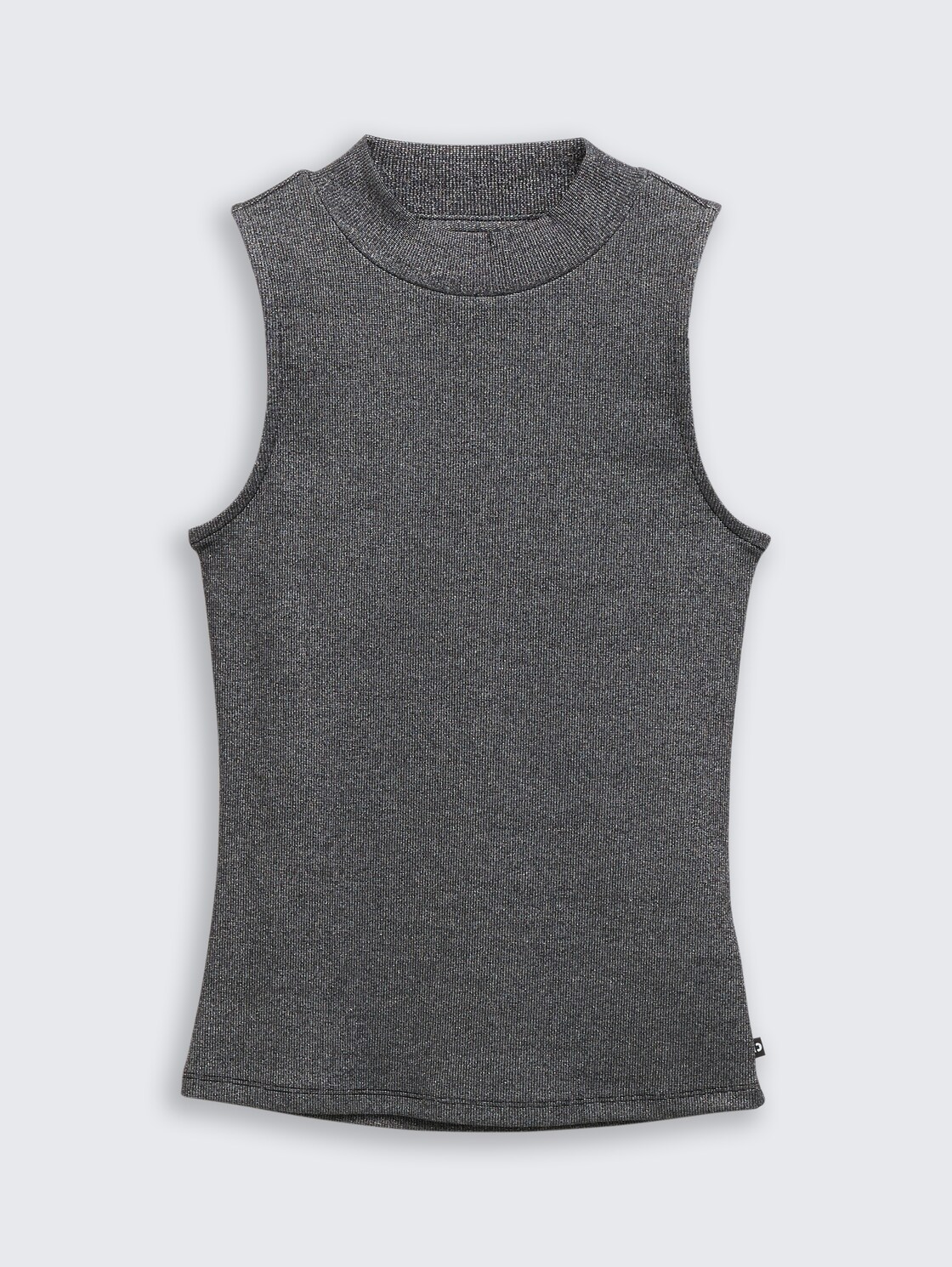 Slim Fit Top mit Glitzer-Effekt - black glitter - Vorder-Produkt-Ansicht