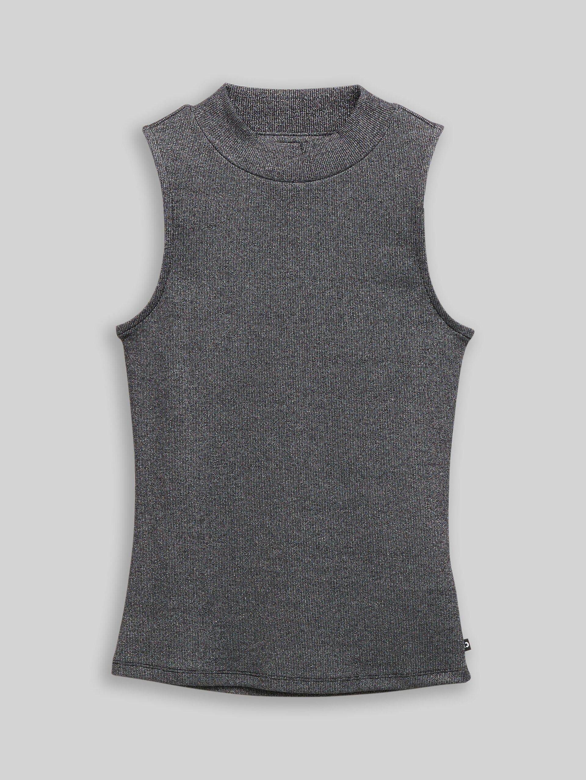Slim fit top with glitter effect - black glitter - Front product view