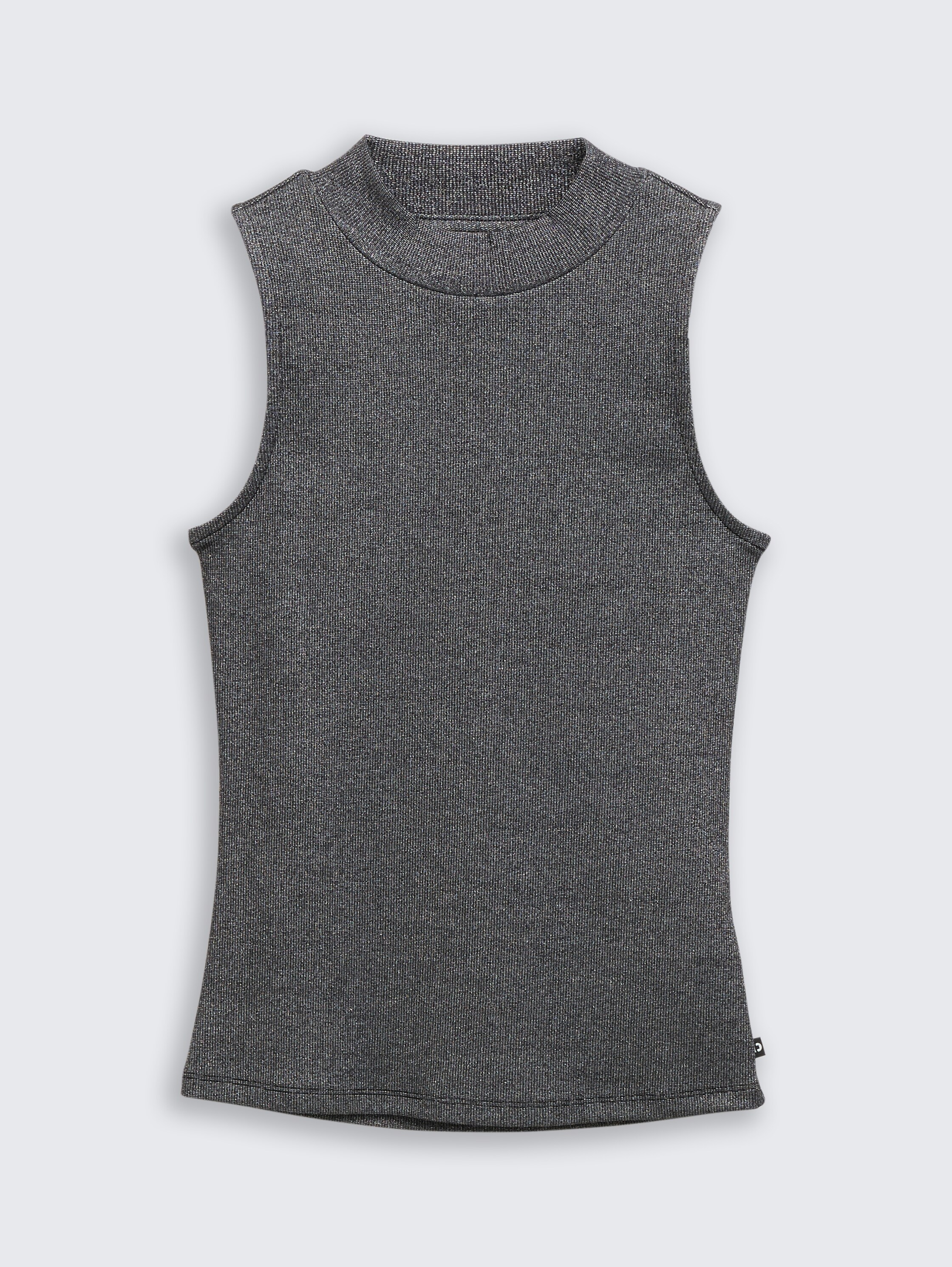 Slim Fit Top mit Glitzer-Effekt - black_glitter - 