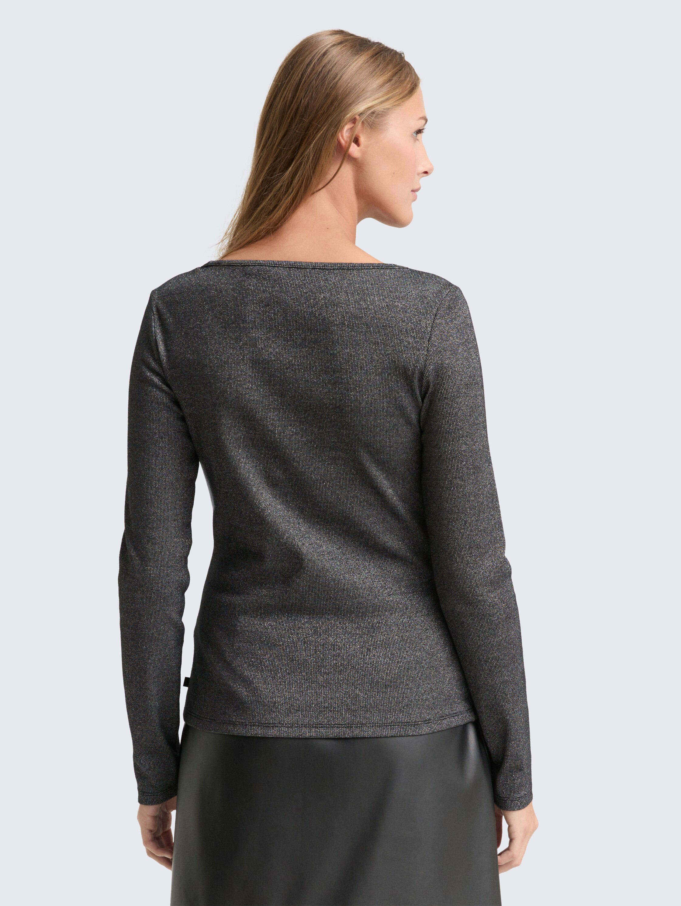 Slim fit long-sleeved shirt with glitter effect - black_glitter - 