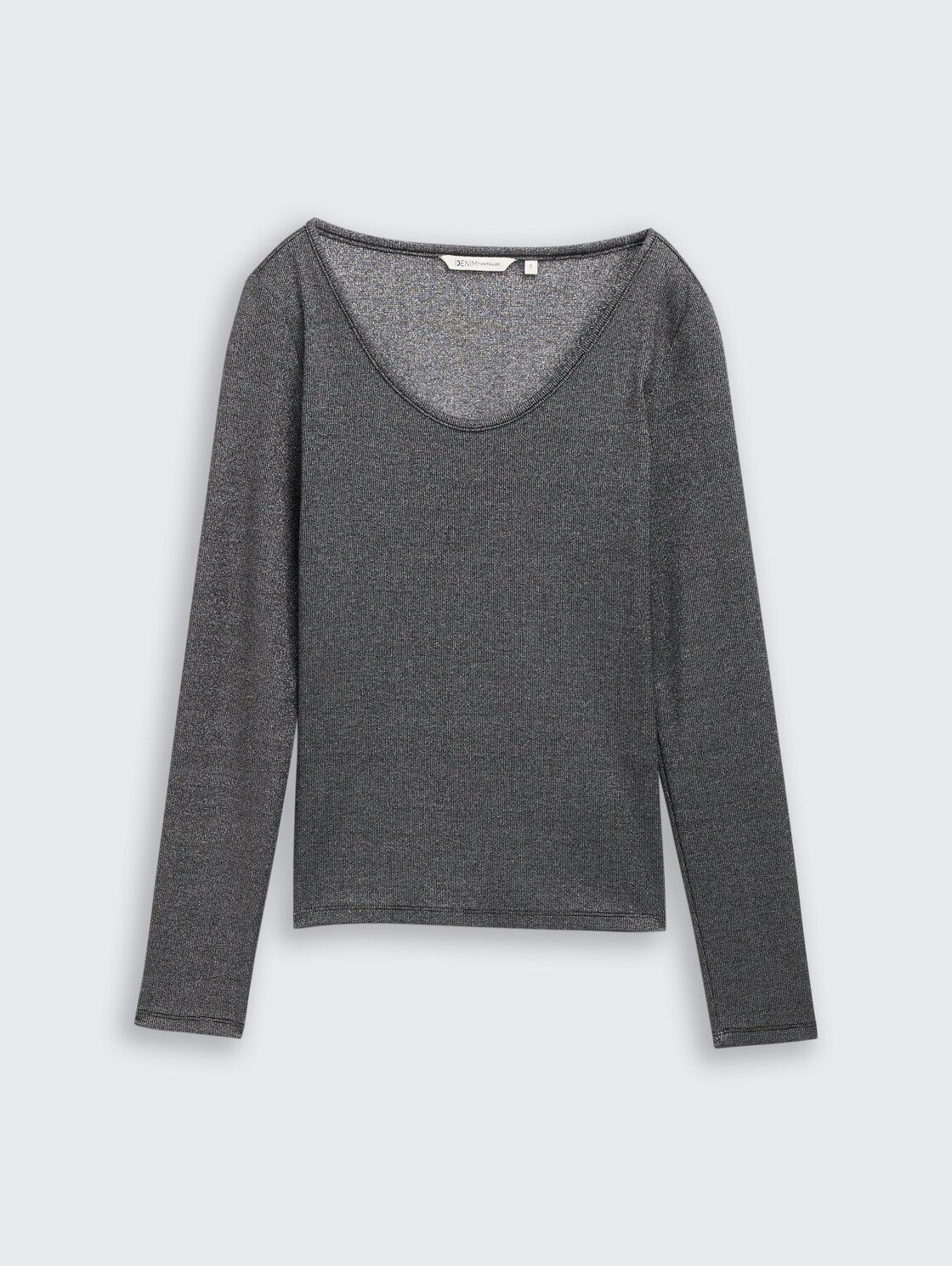 Slim Fit Langarmshirt mit Glitzer-Effekt - black glitter - Vorder-Produkt-Ansicht