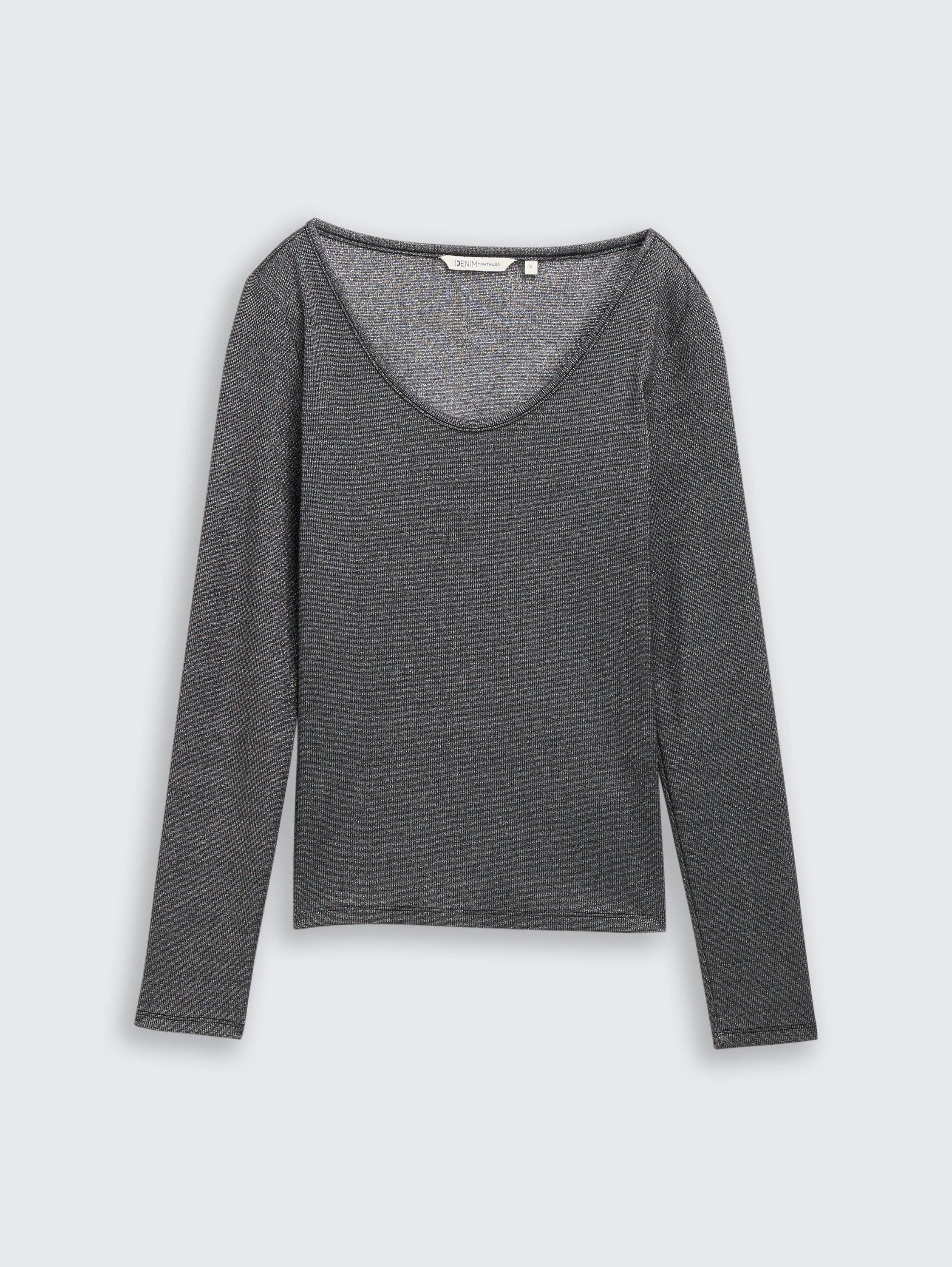 Slim fit long-sleeved shirt with glitter effect - black_glitter - 