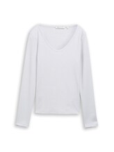 Ausgewählt, Slim Fit Langarmshirt mit Glitzer-Effekt von Tom Tailor, weiß