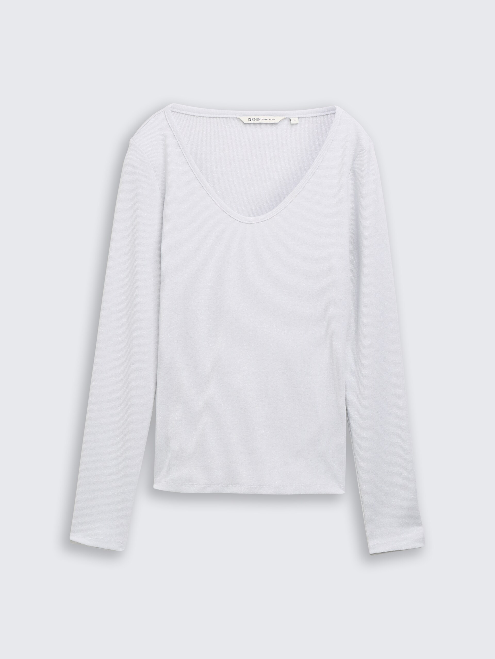 Slim Fit Langarmshirt mit Glitzer-Effekt - white glitter - Vorder-Produkt-Ansicht
