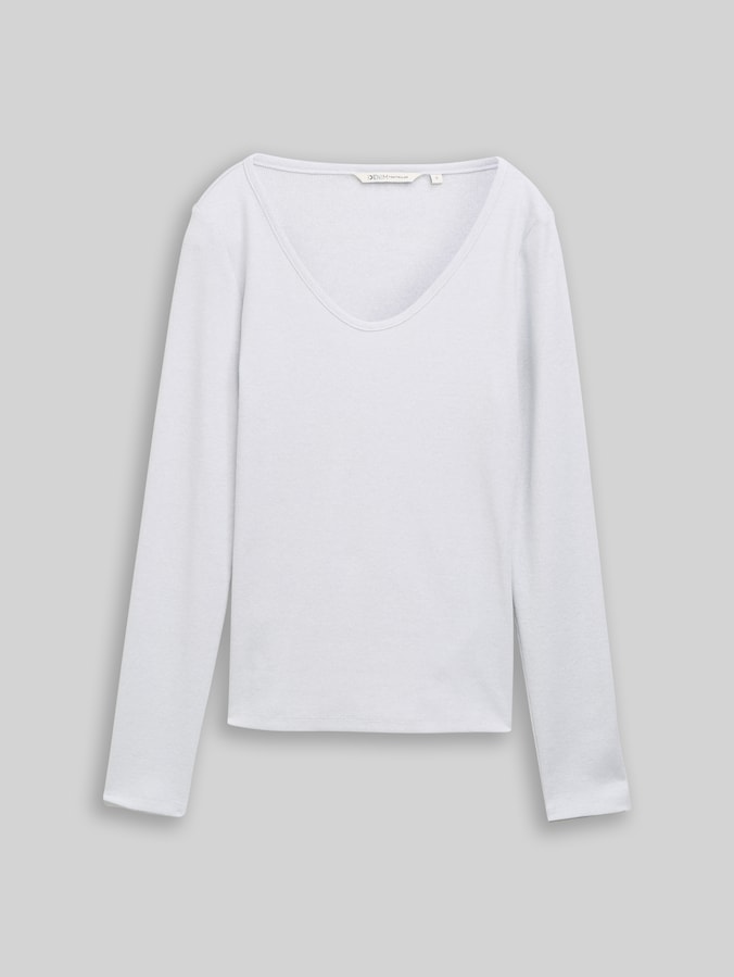Slim Fit Langarmshirt mit Glitzer-Effekt von Denim Female, white glitter