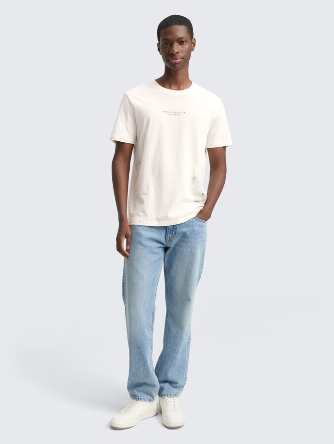 T-Shirt mit Foto-Print von Denim Male, Wool White