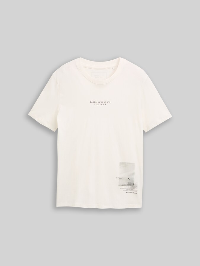 T-shirt avec imprimé photo par Denim Male, Wool White