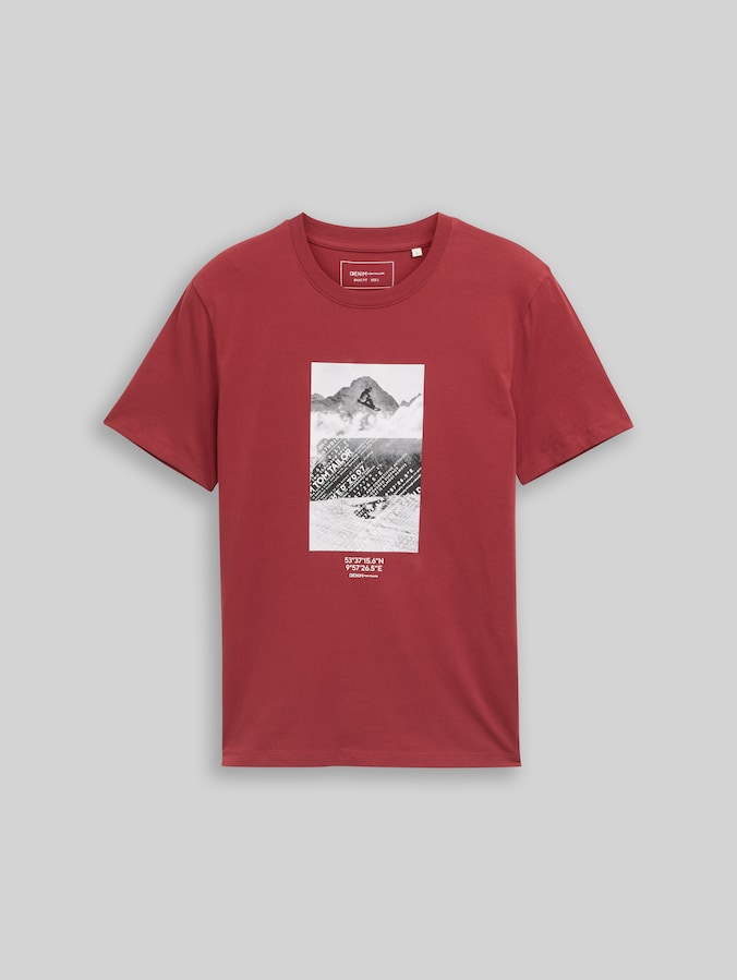 T-Shirt mit Foto-Print von Denim Male, burnt russet