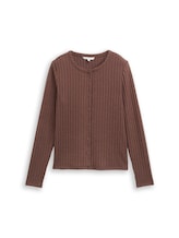 Non sélectionné, T-shirt slim fit à manches longues avec patte de boutonnage décorative par , brunir