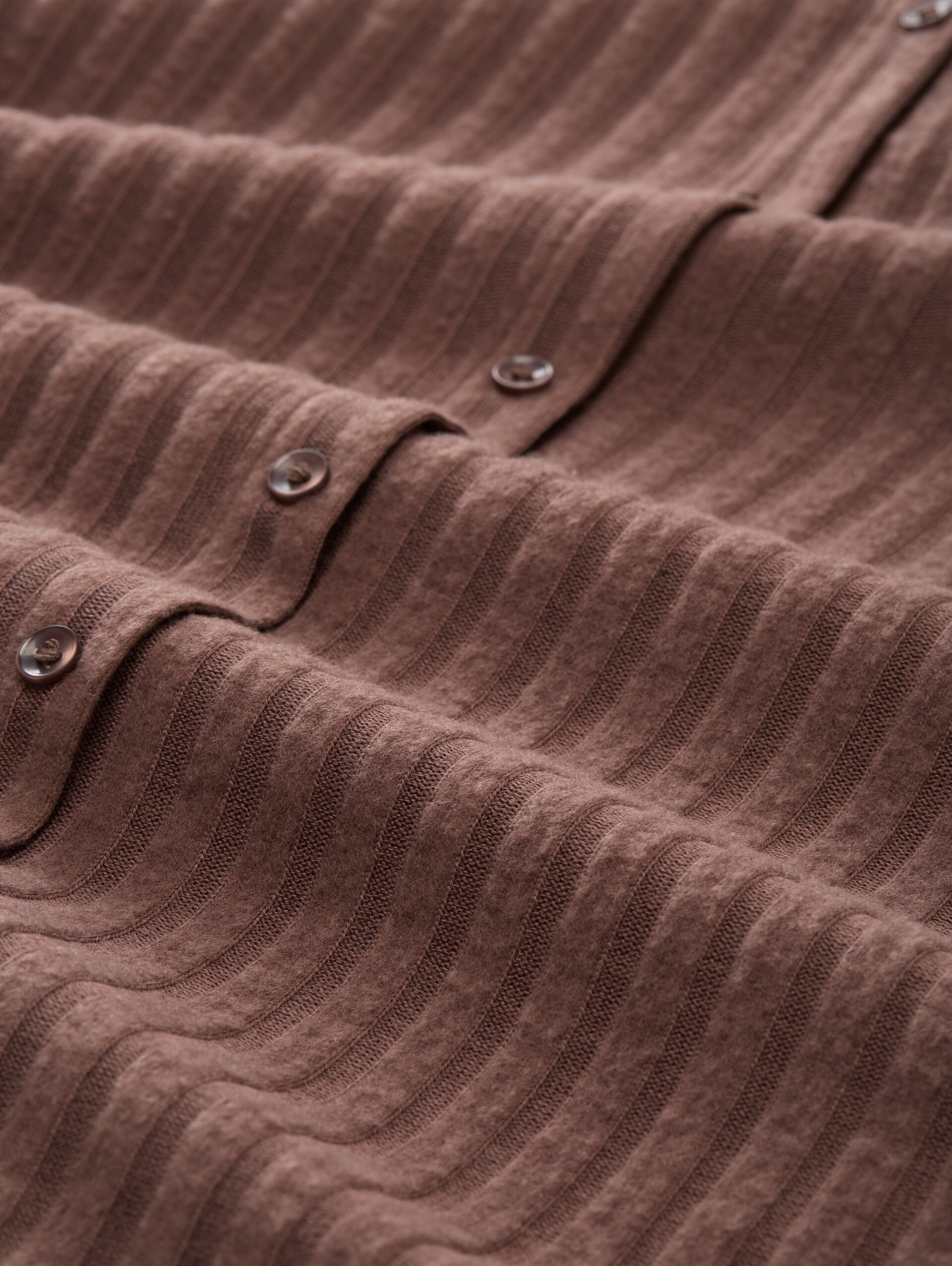 Slim fit long-sleeved shirt with decorative button placket - soft chocolate brown - Material view