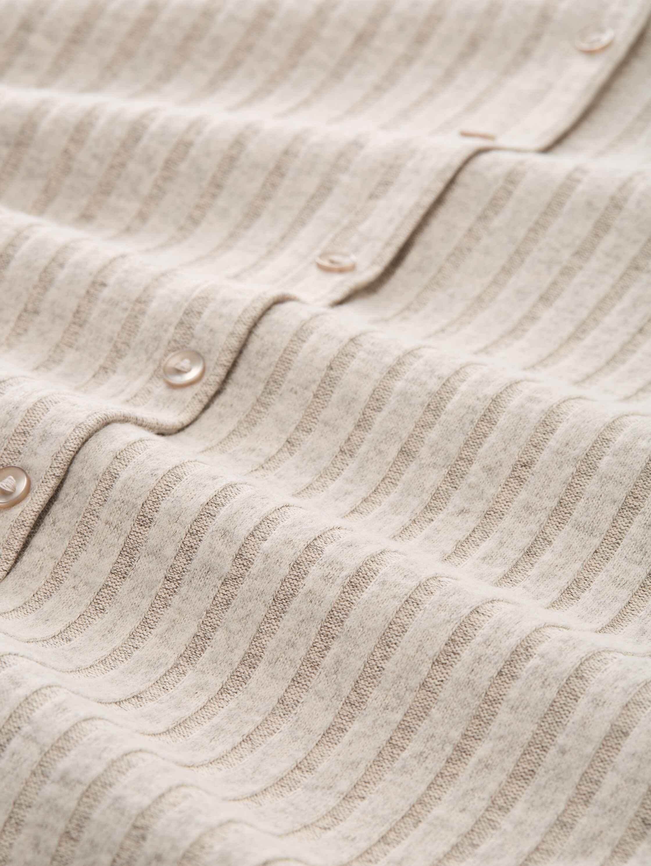 Slim fit long-sleeved shirt with decorative button placket - cosy_beige_melange - 