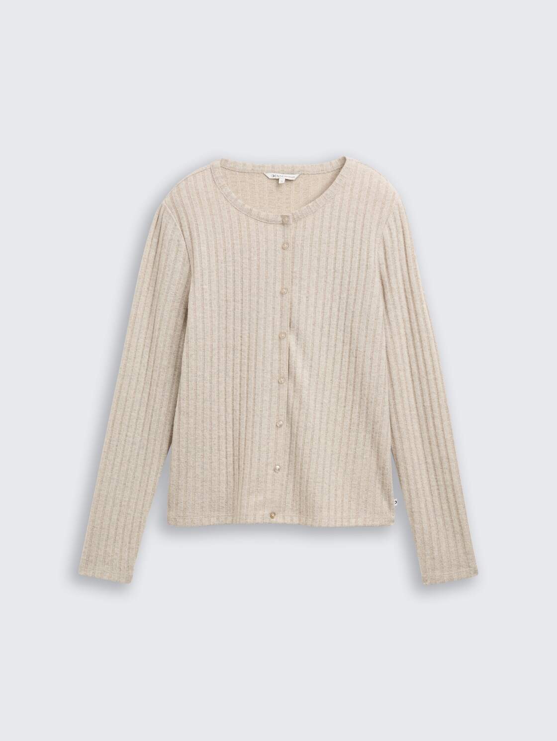 Slim Fit Langarmshirt mit Deko-Knopfleiste - cosy beige melange - Vorder-Produkt-Ansicht