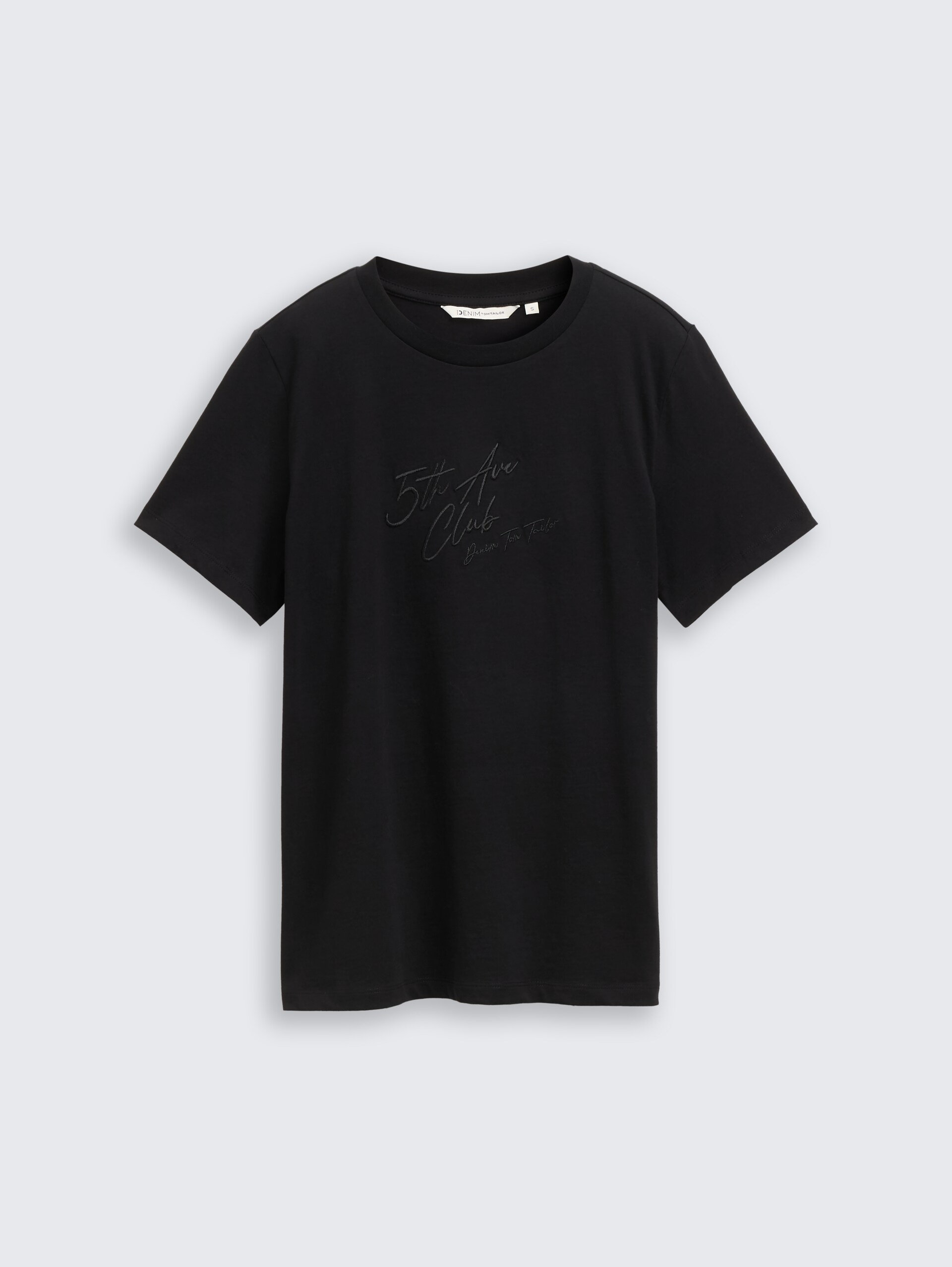 Loose Fit T-Shirt mit Glitzer-Stickerei - deep black - Vorder-Produkt-Ansicht