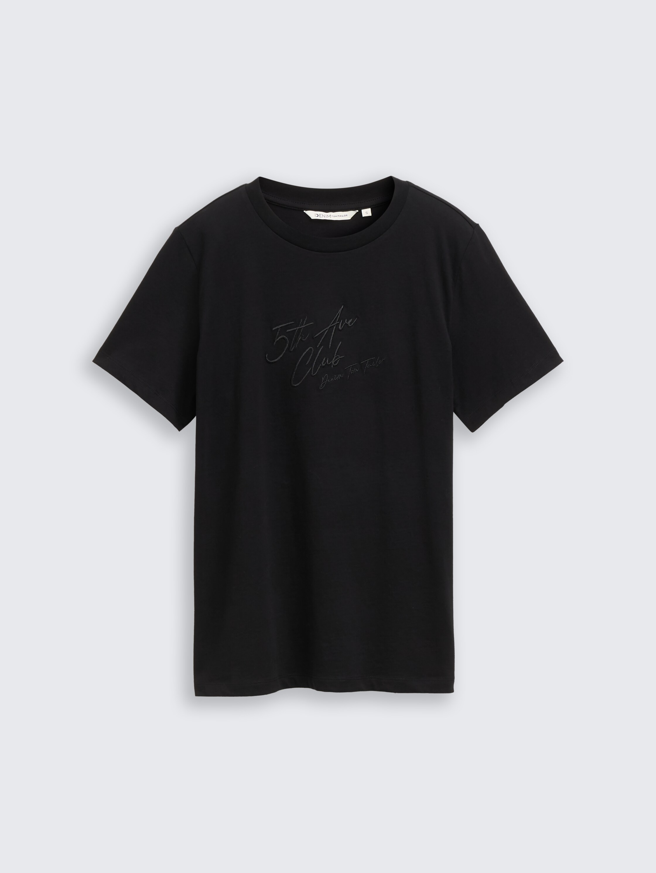 Loose fit T-shirt with glitter embroidery - deep_black_1 - 