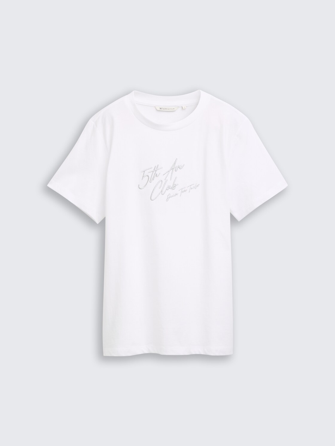 Loose Fit T-Shirt mit Glitzer-Stickerei - White - Vorder-Produkt-Ansicht