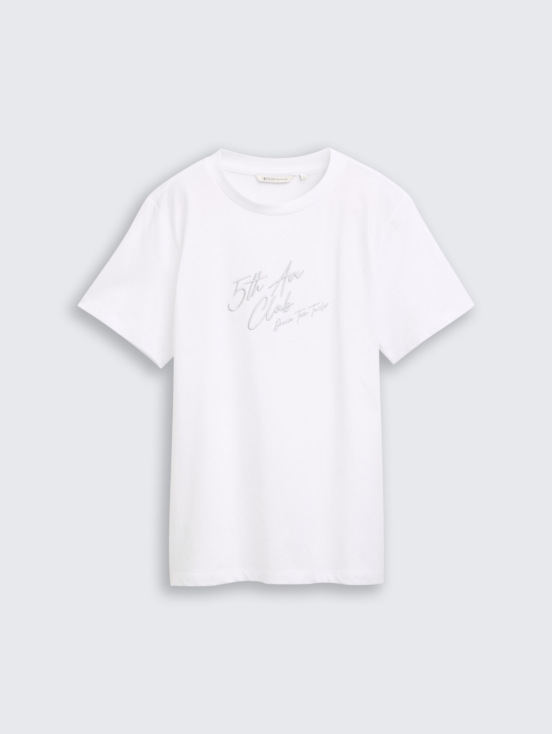 Loose Fit T-Shirt mit Glitzer-Stickerei - White - Vorder-Produkt-Ansicht