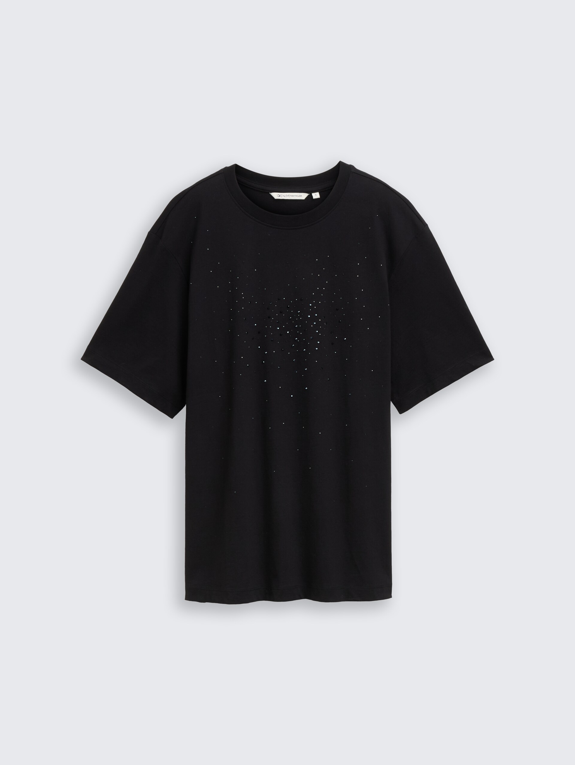 Oversize T-Shirt mit Strasssteinen - deep black - Vorder-Produkt-Ansicht