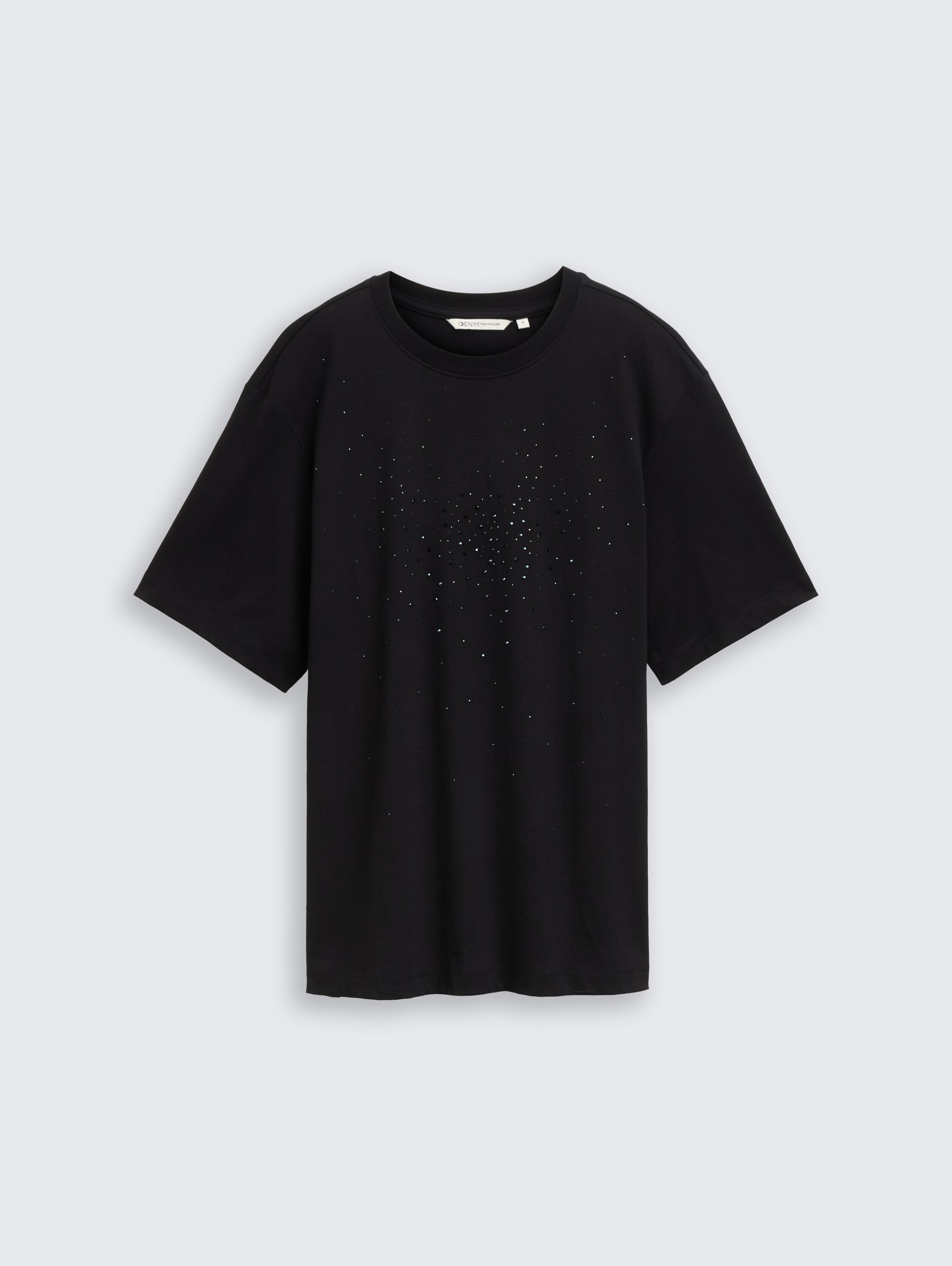 Oversize T-Shirt mit Strasssteinen - deep black - Vorder-Produkt-Ansicht